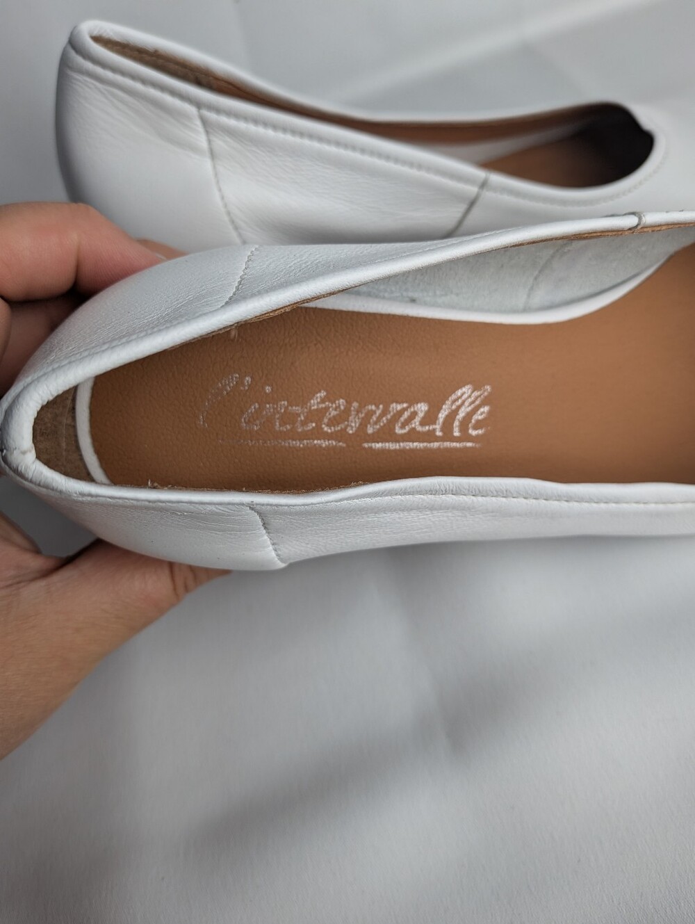 L'INTERVALLE women White Leather Heel Shoes Size 37 = 6.5, 7 US Round Tip - Picture 7 of 8